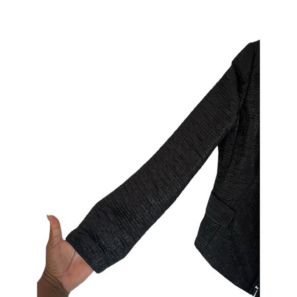 Akris Punto Black Dressy Solid Basic Textured Office Work‎ Zip Up Blazer Size 6 - Picture 8 of 14